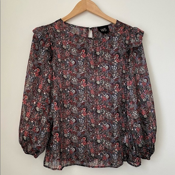 Anthropologie W5 Sheer Floral Blouse Black Small - Picture 5 of 10